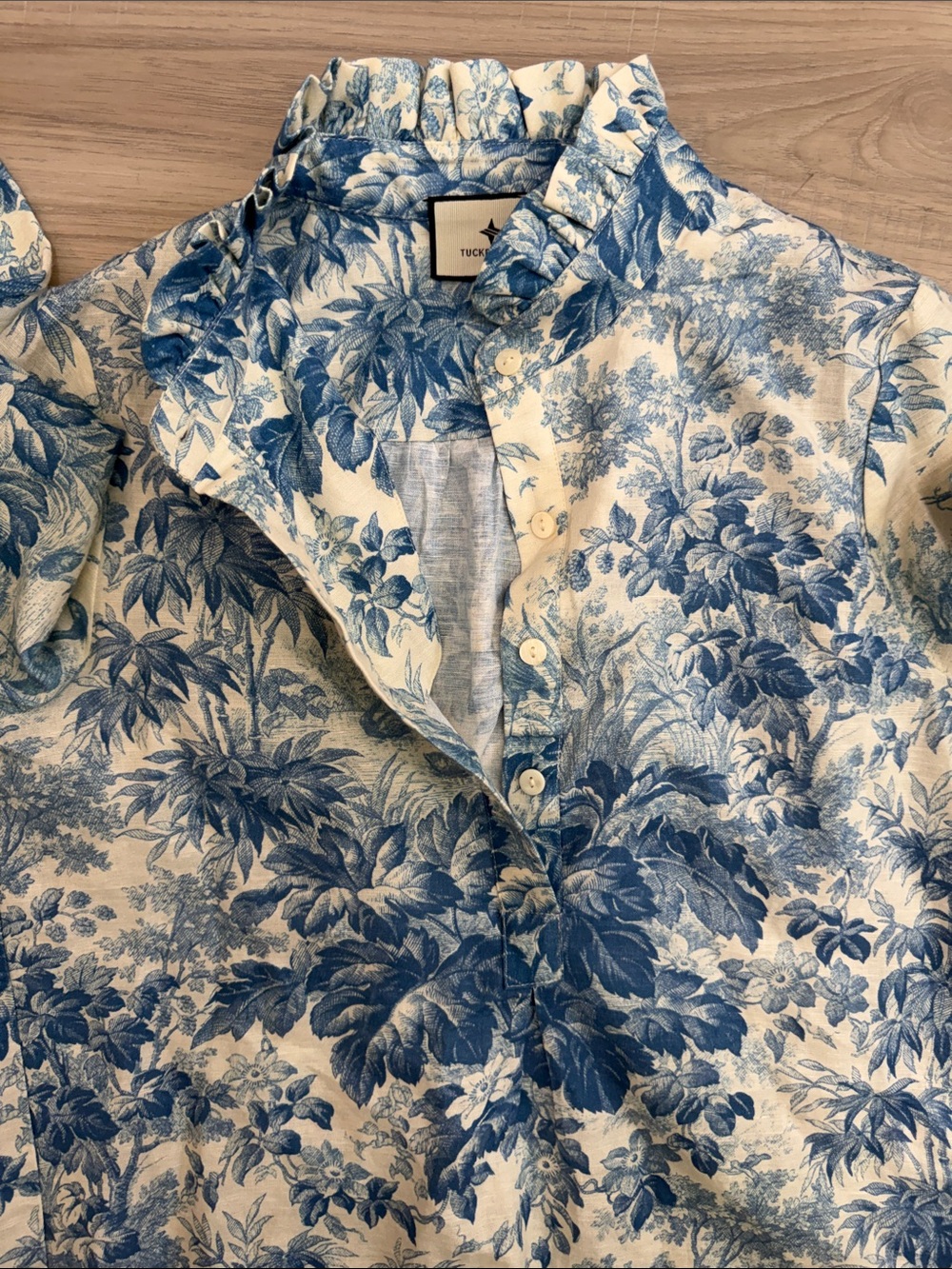 Hyacinth House Tuckernuck Misty Blue Toile Tegan Popover.  Sz Small - Picture 9 of 15
